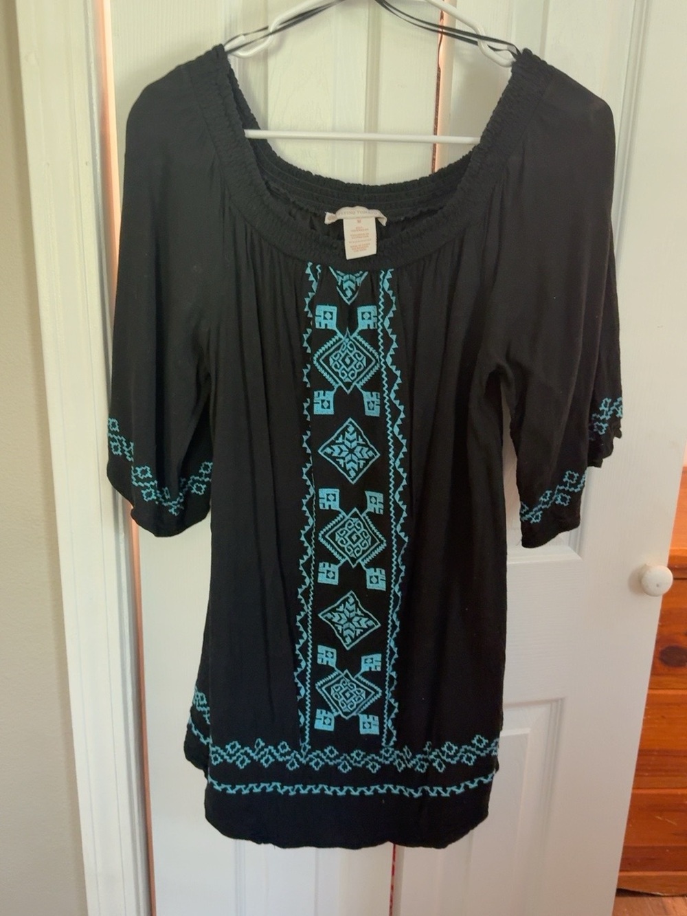 Flying Tomato M Embroidered Boho Tunic + Turquoise Leggings Set